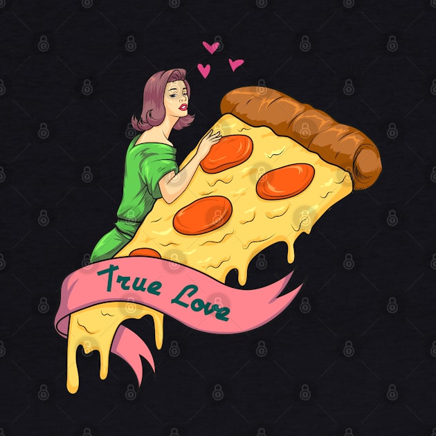 True Love Pizza Slice Retro Romance Novel Funny Design by Vaporwave